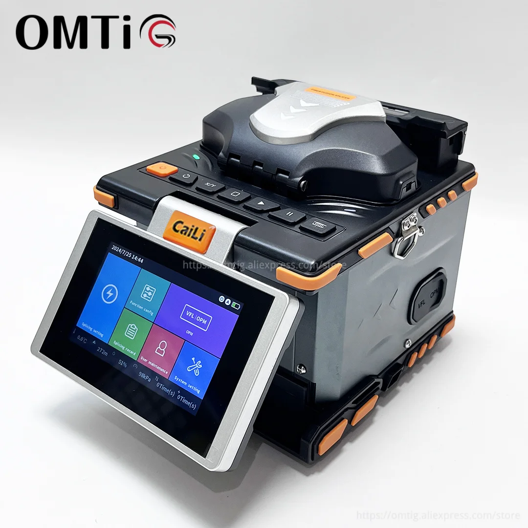 OMTiG 2024 New 6 Motors S5 Optical Fiber Fusion Splicer Welding Hine With High Precision Cleaver Touch Screen VFL OPM FC-6S Q1S