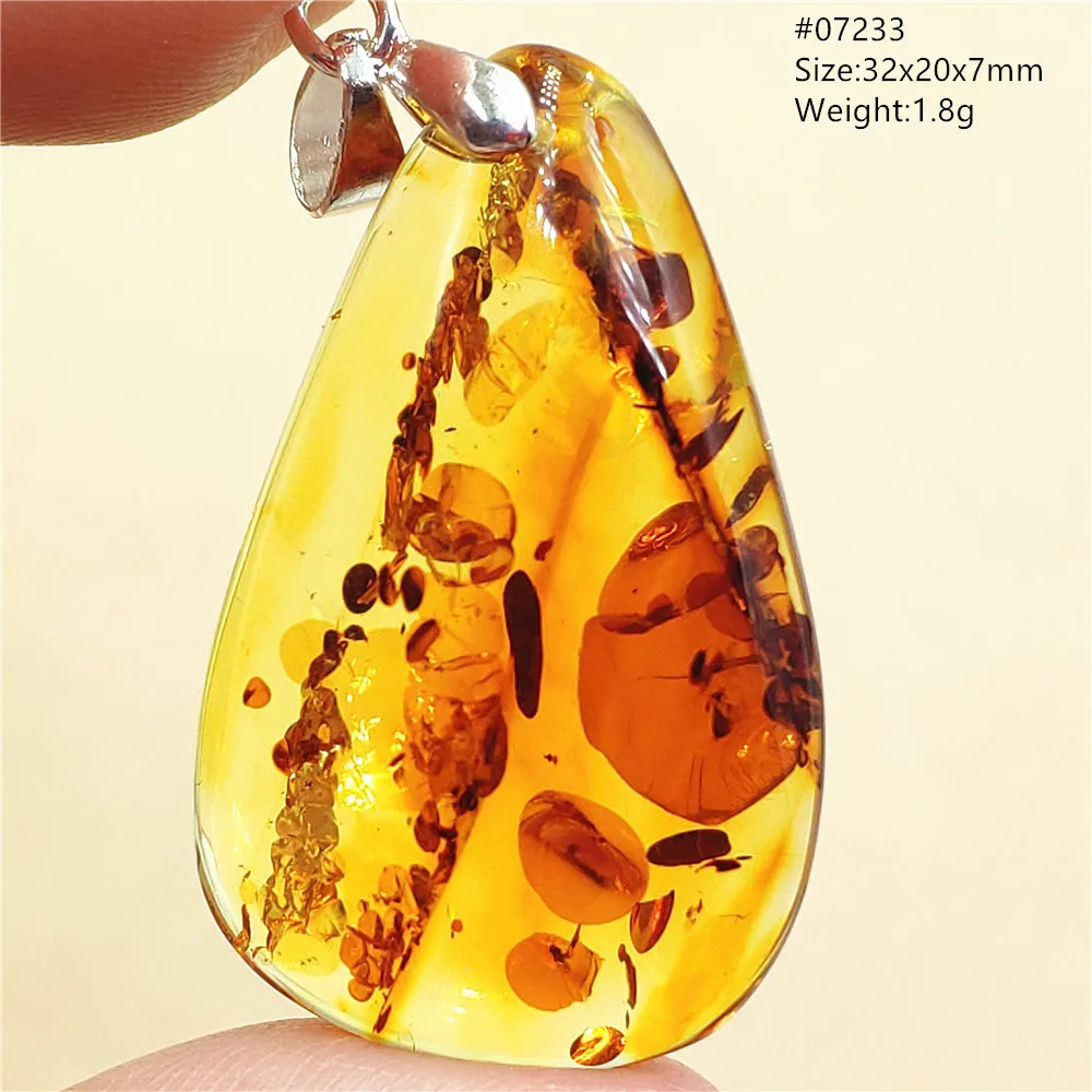 Genuine Natural Yellow Piebald Amber Pendant Necklace Jewelry Water Drop Amber Necklace Beads Healing Stone AAAAAA