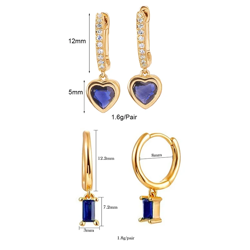 CRMYA Gold color Dangle Earrings For Women Vintage Famale Piercing Royal Blue CZ Zircon Drop Earrings 2023 Jewelry Wholesale