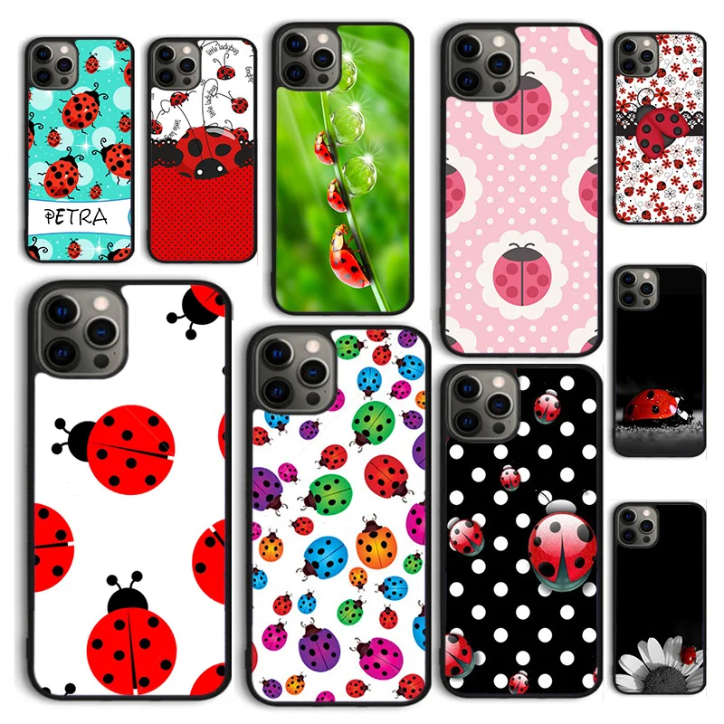 Autumu 11 Colorful Ladybugs Phone Case Cover for iPhone 16 15 12 mini 11 13 14 Pro Max SE 2020 Apple 6S 7 8 Plus Coque