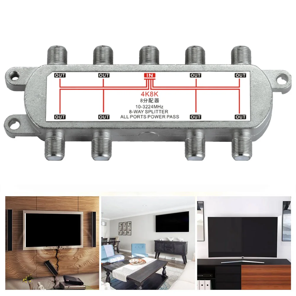 GSP-08 8 Way 10-3224MHz Signal Satellite Splitter TV Antenna RF Sat Coaxial Diplexer Combiner Cable Switch Switcher Dropshipping