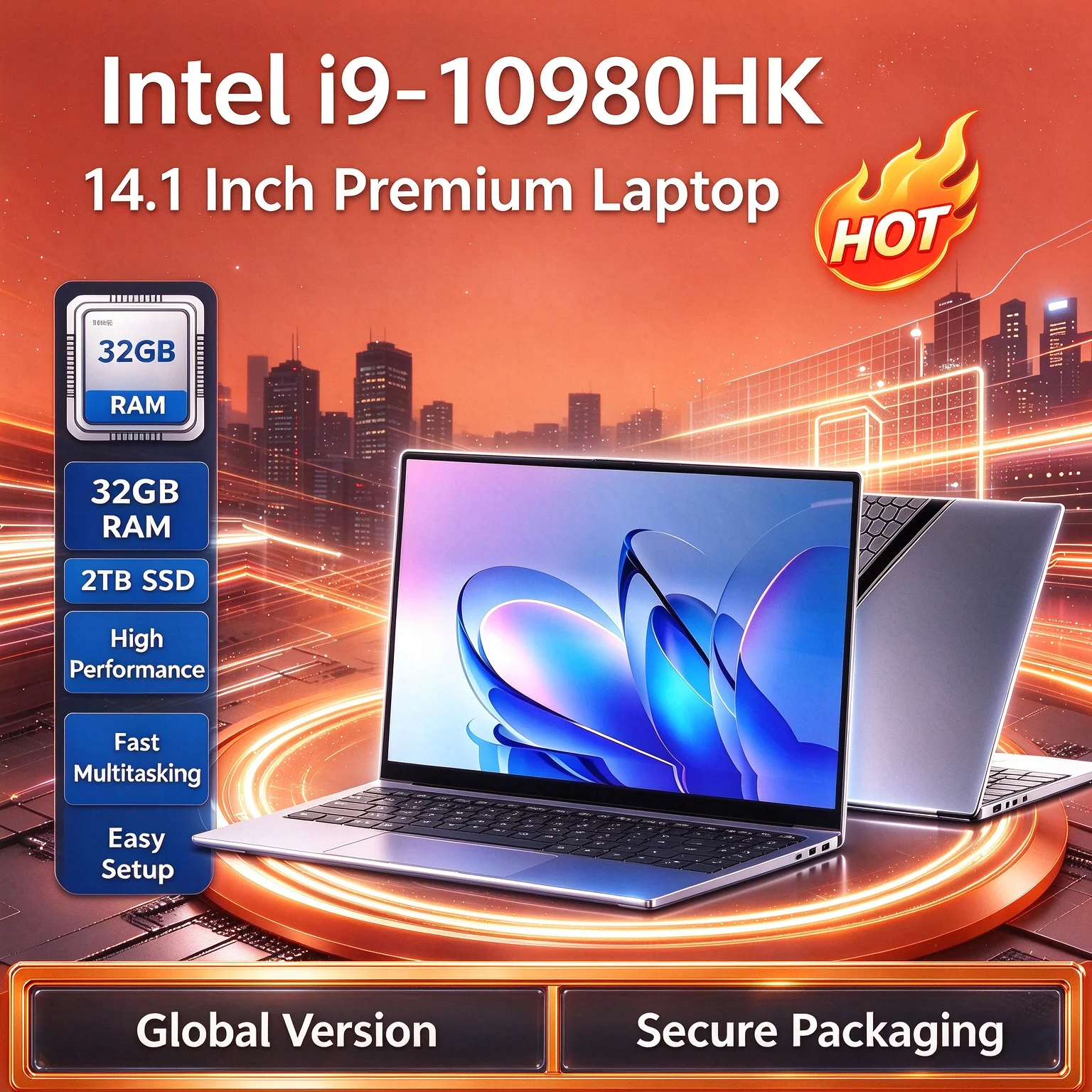 Intel i9 10980HK 14.1 Inch Ultra Light Laptop 8C16T 2.4GHz 5.3GHz 32GB RAM 2TB PCIe SSD Backlit Fingerprint Pro Max Plus