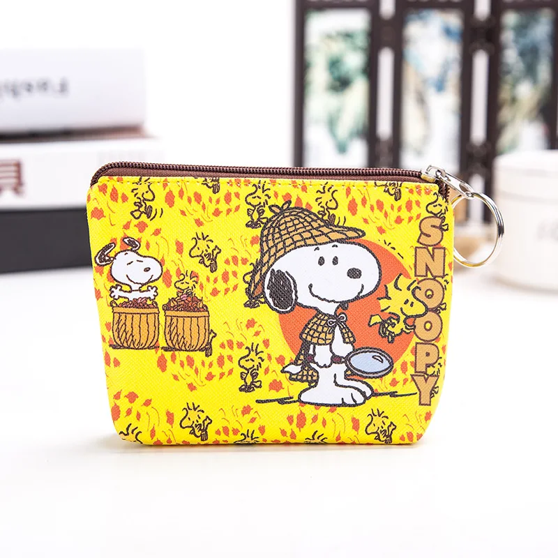 Cartoon Purse Coin Purses Cartoon Printed PU Cute Wallet Bag Keychains Storage Bag Snoopy Kawaii Mini Pouch