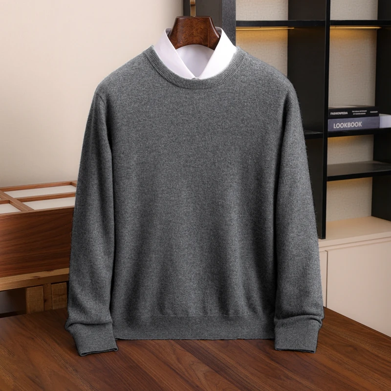 

2025 Classic Men Knitted Cashmere Wool Pullover Sweater O-Neck Thick style Long Sleeves Warmth Anti-pilling High quality Tops