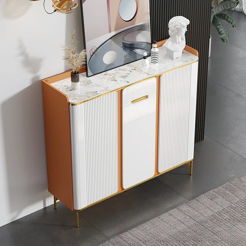 

Beautiful waterproof shoe cabinet, white design, luxury space-saving organizer, for home storage