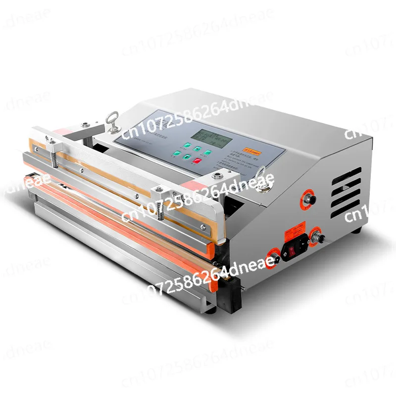 

Автоматическая коммерческая машина для вакуумной упаковки пищевых продуктов. Пневматическая внешняя машина для вакуумной упаковки. Сжатый пластиковый пакет.