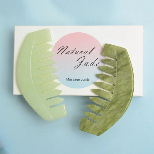 Peine de masaje de Jade Gua Sha, cepillo de masaje corporal de piedra, masajeador de cuero cabelludo, cabeza de Peine de meridiano, herramienta de belleza, masajeador de cabeza, cepillo de pelo
