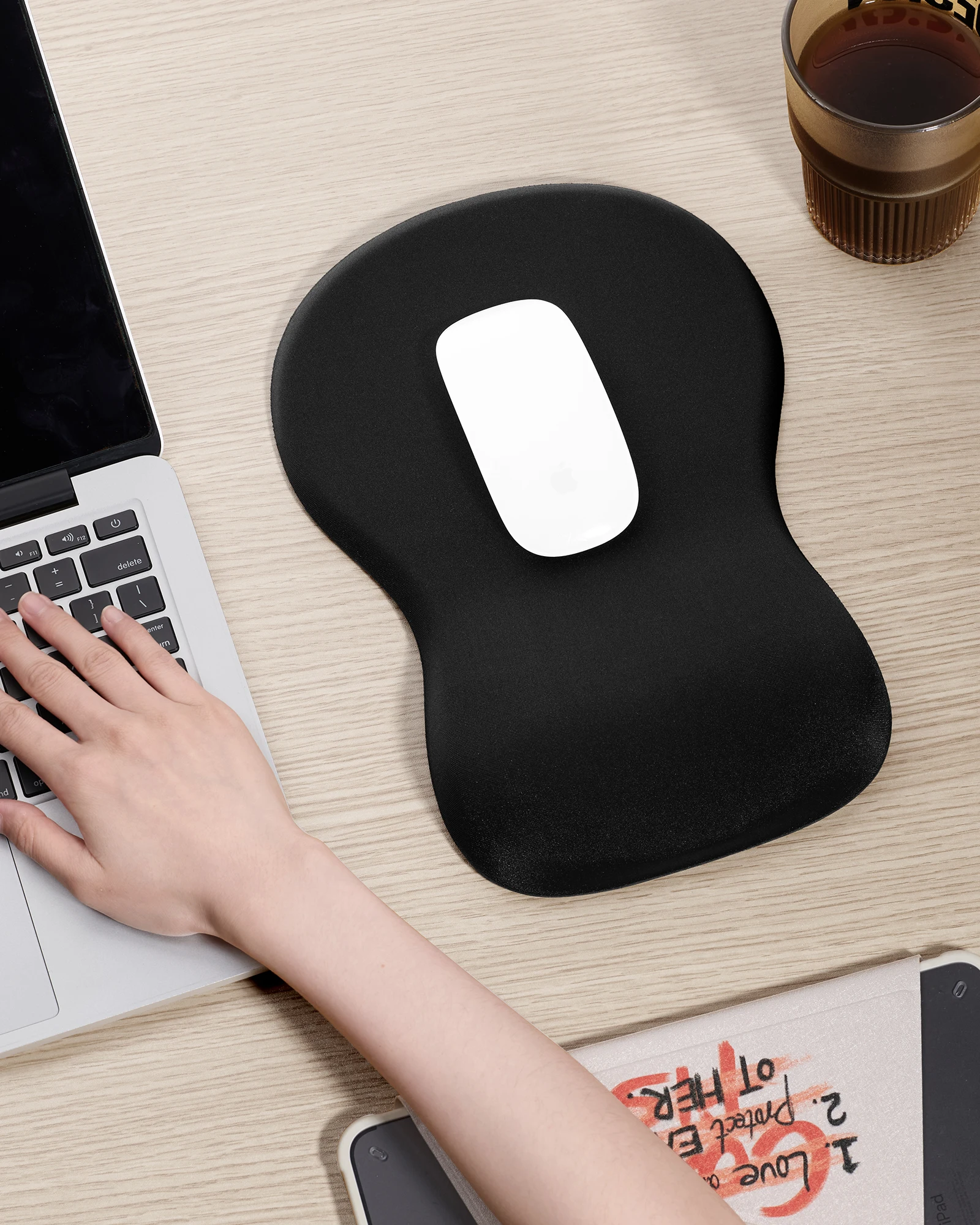Ergonomic Mouse Pad Wrist Support,Pain Relief Mouse Pad with Wrist Rest,Entire Memory Foam Mouse Pad with Non-Slip PU Base