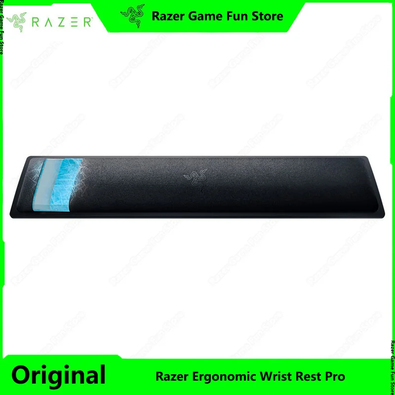 Razer Ergonomic Wrist Rest Pro for Full-Sized Keyboards Cooling Gel Infused Anti-Slip Rubber Base