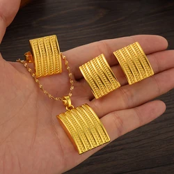 3 Styles Chain Ethiopian Jewelry Set Gold Color Eritrea Ethnic Style Habesha Pendant Earrings Ring