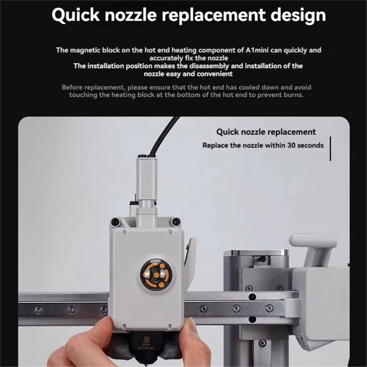 (A99Z] Hardened Steel Nozzle for Lab A1/A1 Mini Hotend Hot End Print Head Detachable Fast Speed A1 Hot End C
