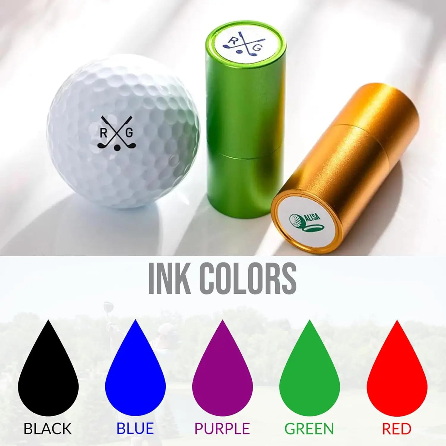 

Custom Golf Ball Stamp Personalised Ball Marker Stamper with Quick-Dry Ink Reusable Golf Gift for Players Logo Text or Icon