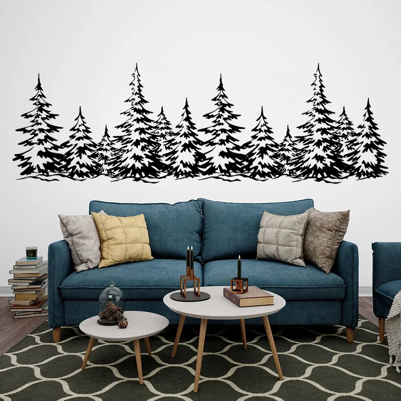 

Pine Trees Forest Wall Sticker Vinyl Home Decor Living Room Bedroom Decals Landscape Wilderness Mural Removable Wallpaper 3C40