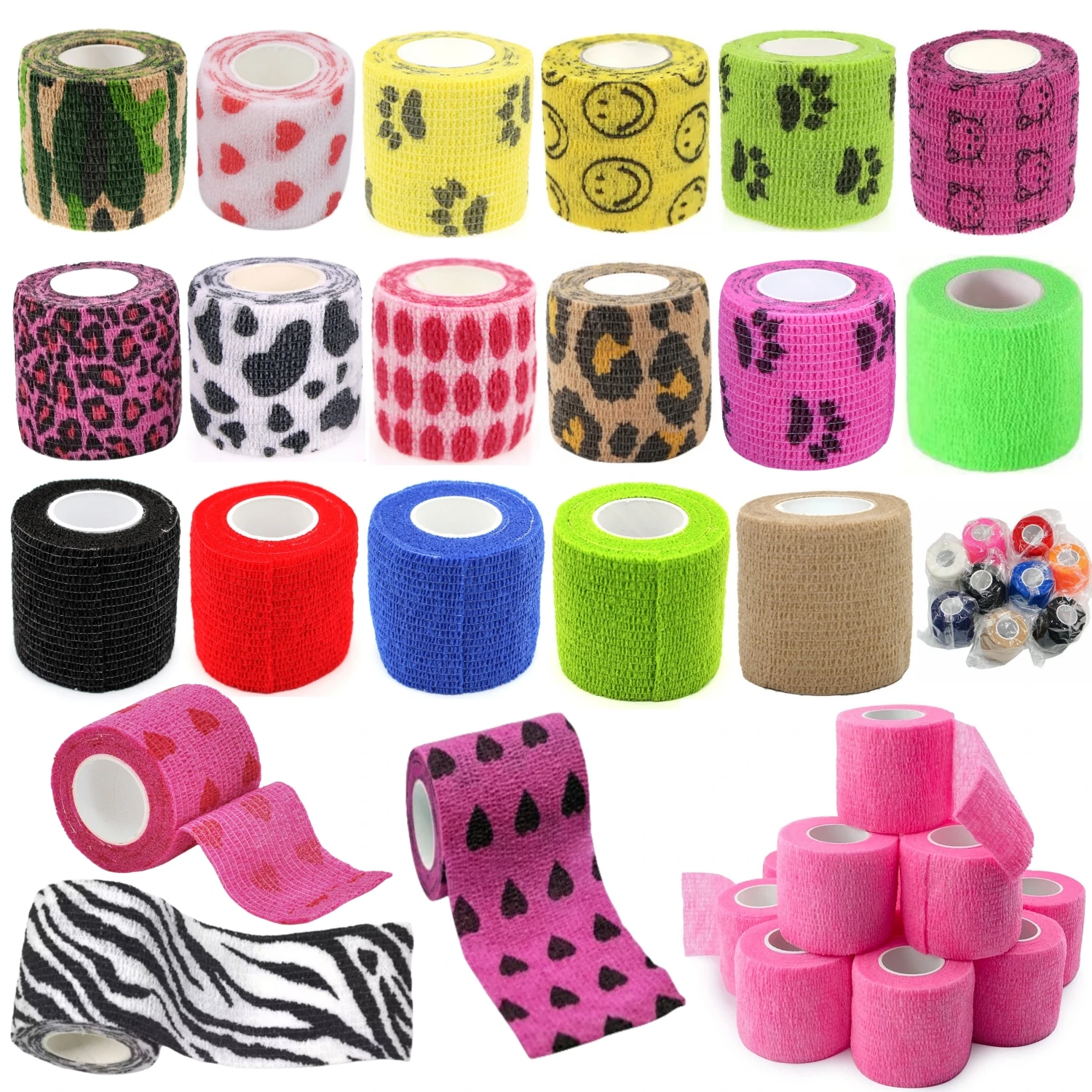 

12PCS Gauze Bandage Self-adhesive Breathable Elastic Bandages for Nail Tattoo Art Sports Fixing Finger Wrist Leg