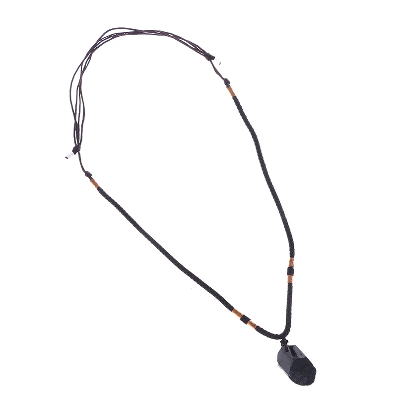 Natural Black Tourmaline Stone Necklace Pendant Black Tourmaline Original Stone Ore Specimen Fashion Jewelry Accessories Gift image 4