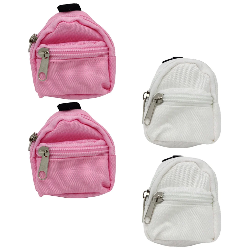 4 Pcs Simulation School Bag Zipper Opening Mini Backpack for Dolls Decorative Cloth