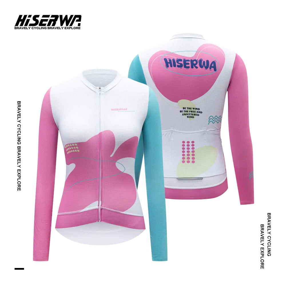 

HISERWA Women Cycling Jersey Long Sleeve Bicycle Cycling Clothing MTB Road Bike Shirts Breathable Slim Fit Riding Jersey Tops