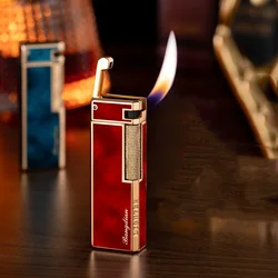 Metal grinding wheel sideslip oblique fire inflatable lighter portable cigar gas lighter classic high-end retro men's gift