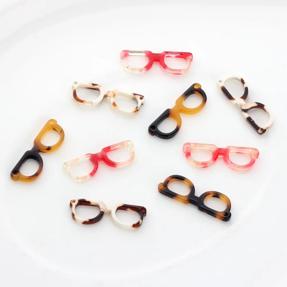 100pcs Diy Acrylic Glasses Pendant Charms Resin Hollow Pendants Necklace Pendant Connectors Handmade Jewelry Making Decorations