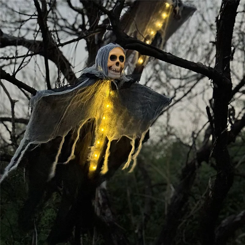 

SYW-Halloween Hanging Ghost Funny Garden Decoration Lights Outdoor Scene Layout Ghost Skull