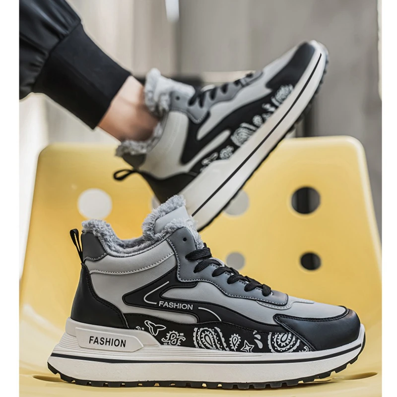 

Повседневная хлопковая обувь, теплая и флисовая зима 2024, новые высокие короткие ботинки, толстые зимние ботинки, зимняя мужская обувь, Zapatos Casuales