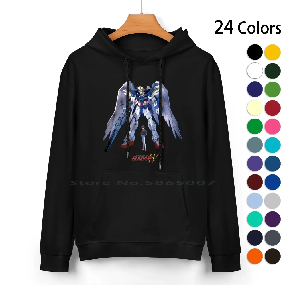 Wing-Zero Pure Cotton Hoodie Sweater 24 Colors Wing Zero Anime Heero Yuy Geek Nerd 100% Cotton Hooded Sweatshirt For Women Men