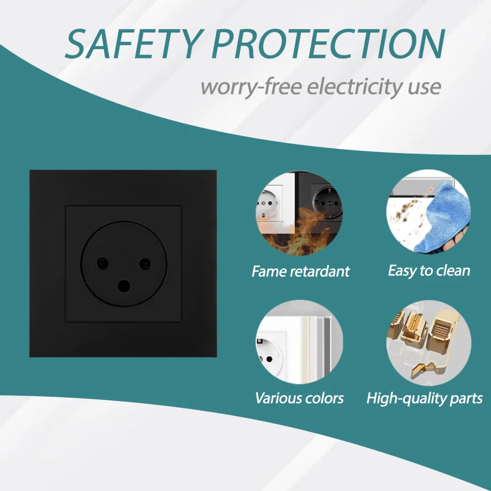 EIOMR Israel Standard USB-A Type-C Wall Socket Light Switch, Black Flame Retardant PC Panel, CAT6 TV Tel HDMI 16A Israel Socket