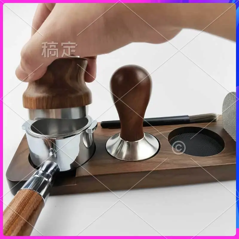 

AU-51 Mm Wooden Coffee Tamper Station Stand Coffee Portafilter Holder Presser Stand Espresso Distribution Lever Holder