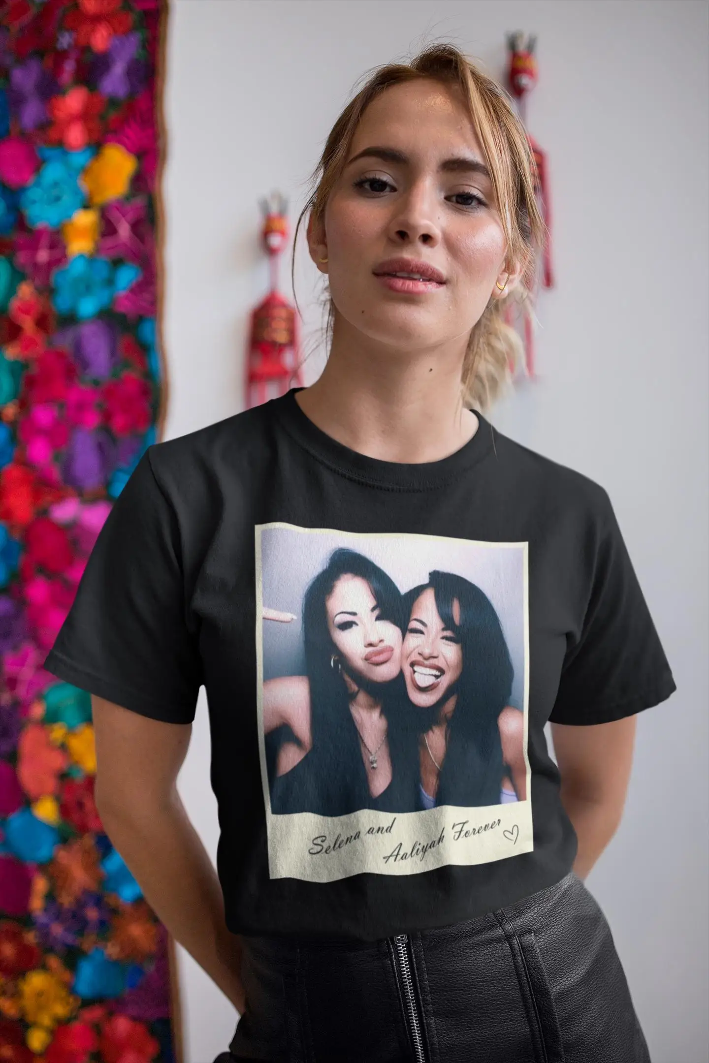 Koszulka z nadrukiem zdjęć Seleny i Aaliyah dla kobiet i mężczyzn, luźny krój, krótki rękaw, styl uliczny, idealna na wiosnę i lato, unisex.