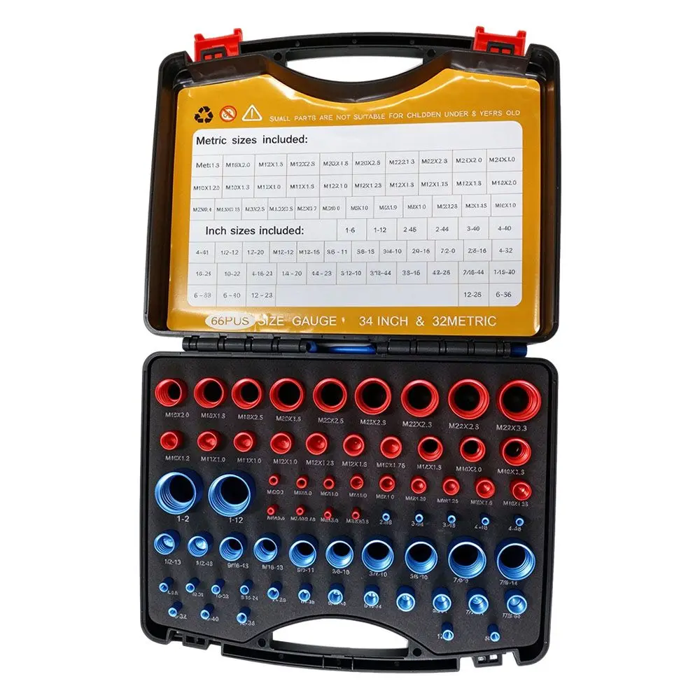 66Pcs Nut and Bolt Thread Checker with 32 Metric & 34 Standard Gauges