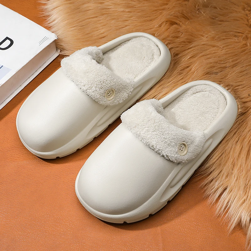 Winter Cotton Shoes Men Warm Home House Slippers EVA Cross-border Popular Men's Shoes Furry Slides Couple Plush Indoor Slippers