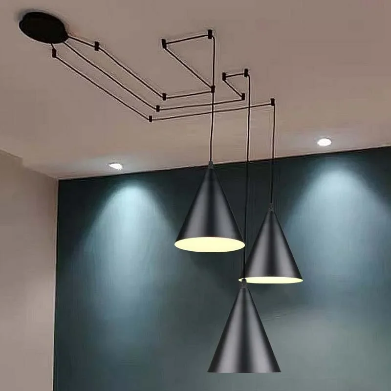 Elegante Cone Forma Ferro Arte Lâmpadas Iluminação LED Minimalista Home Interiors Lustre Especial Luzes Pingente Luz Eco