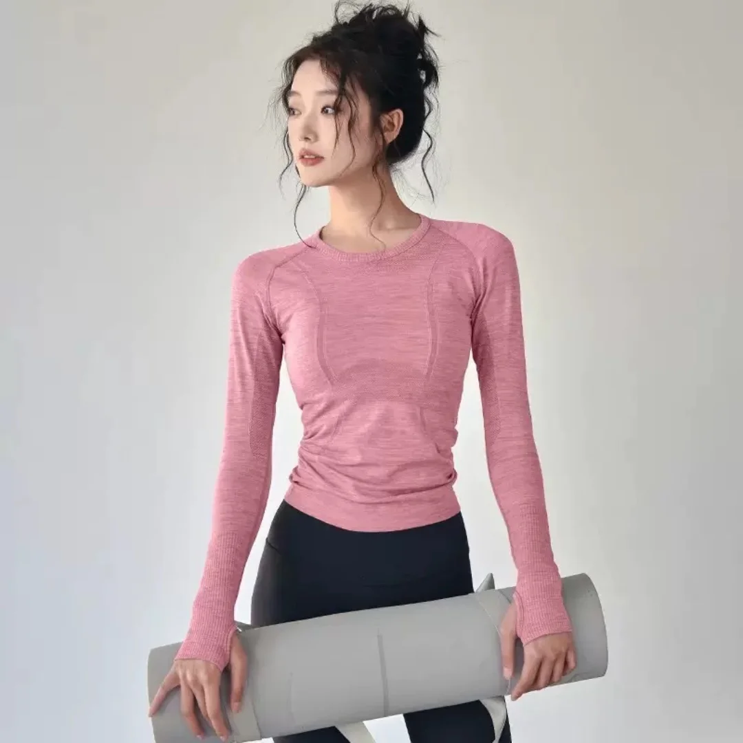 

2026 New Arrival Women's Gym Top Crew Neck Seamless Quick Dry Slim Fit Running Long Sleeve Shirt