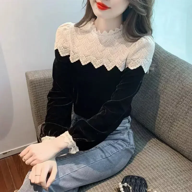 With Sleeves Top Female Polyester Slim Women's Long Sleeve T-shirt Kpop Korean Reviews Many Clothes 2025 High Quality Clearance