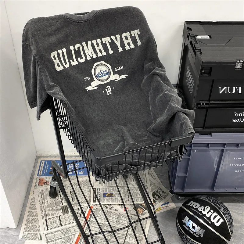 

Ретро-футболка с принтом в американском стиле, летняя модная футболка для мужчин, повседневный топ для пар, футболка с круглым вырезом