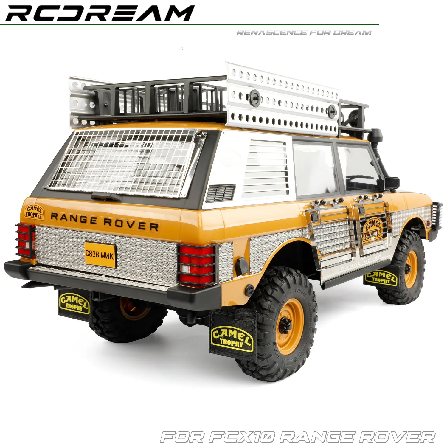 RCDream 1/10 effet 3D garde-boue en caoutchouc souple couleur TPU Film de garde-boue/tuyau d'échappement arrière pour FCX10 Camel Range Rover pièces d'option