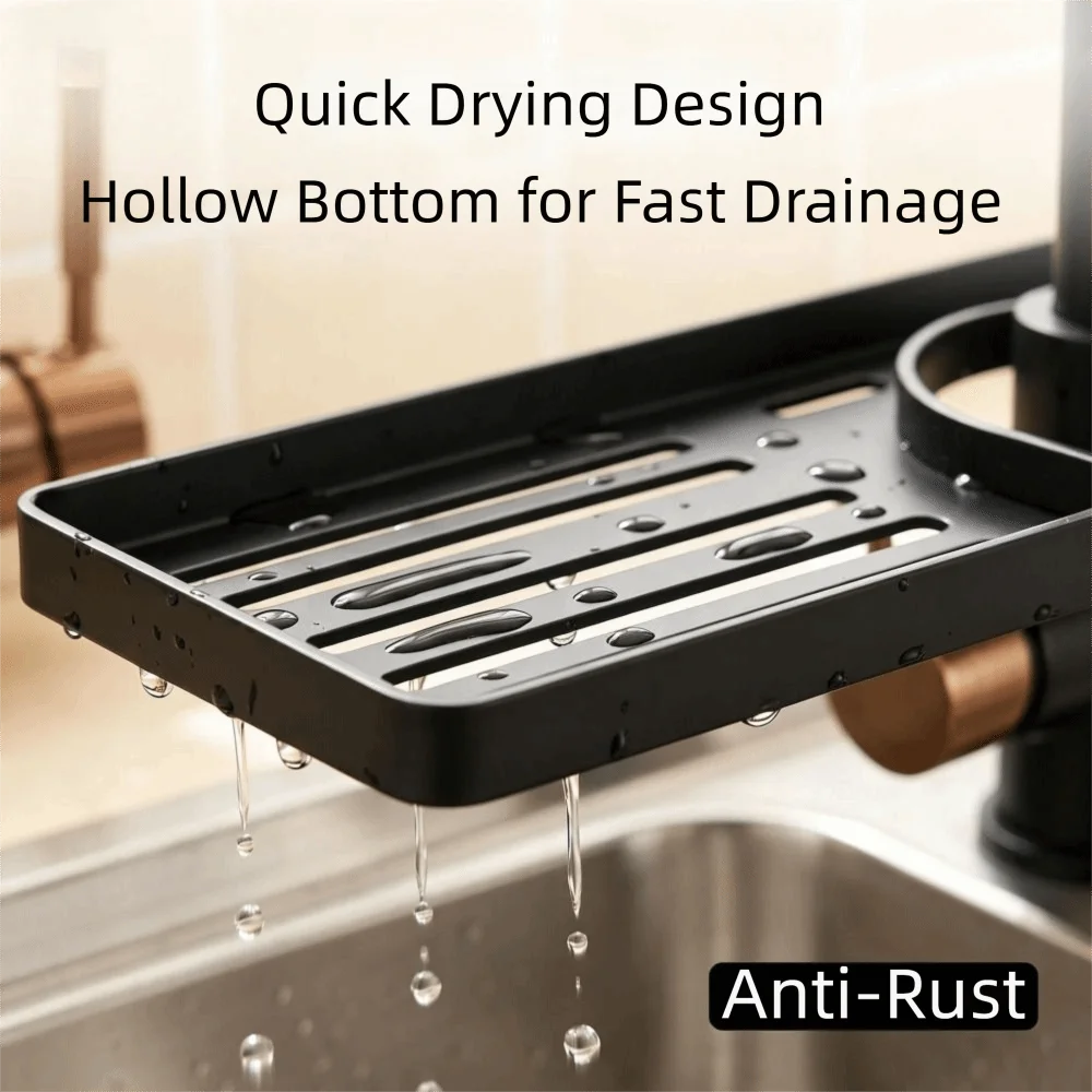 Fashion Universal Bathroom Storage Rack Mesh Non-punching Kitchen Drainage Holder Water Drainage Sink Shelf Box Household