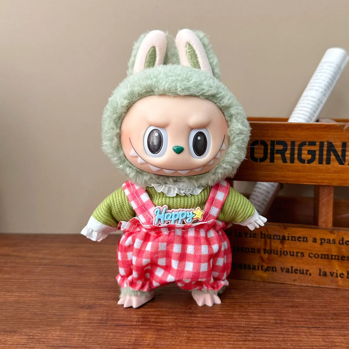 귀여운 미니 봉제 인형 패션 의류 인형 액세서리 드레스 작업복 17cm Labubu 인형 의류 선물