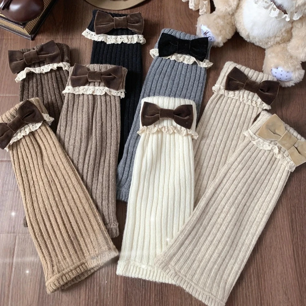 ถุงเท้าไหมพรมถักลายลูกไม้สไตล์โลลิต้าแบบญี่ปุ่น ถุงเท้าขนปุยสำหรับผู้หญิง ฤดูใบไม้ร่วงและฤดูหนาว น่ารัก