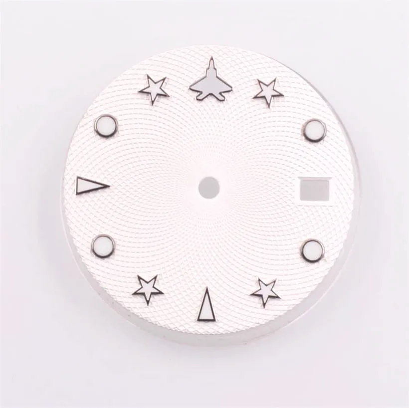29mm Luminous Dial Suitable For NH35 NH35A Movement Gray White Green Blue Airplane Pattern Dial Watch Accessories