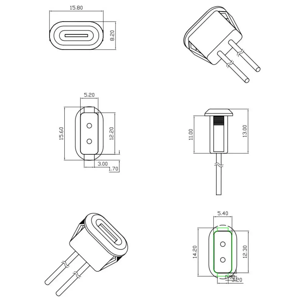 Soket steker wanita tahan lama, soket wanita arus tinggi, pengisi daya USB-C, gesper kartu konektor tipe-c