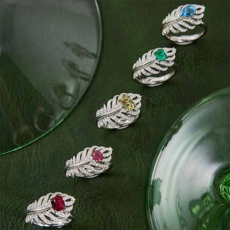 Luxury Vintage Opens Micro Pave CZ Wrapped Peacock Feather Cocktail Rings