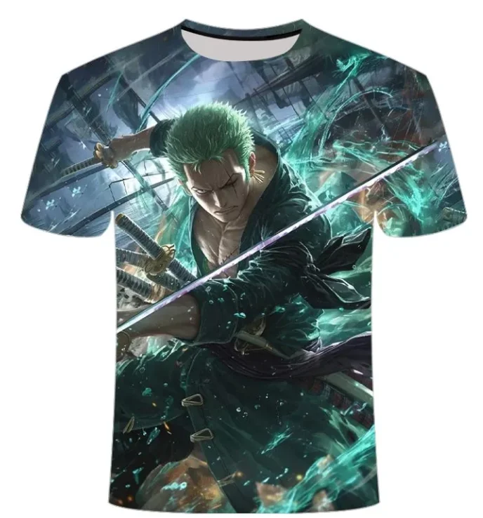 

One Piece T-shirt for Men, Summer Luffy, Zoro, Ace Anime Merchandise, Short Sleeve, Trendy Brand