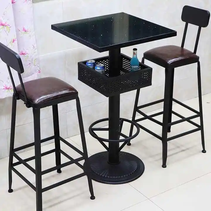 Factory Direct Wooden Restaurant Counter Height With Bar Stools High Round Pub Table Cocktail Bar Chair And Table Set