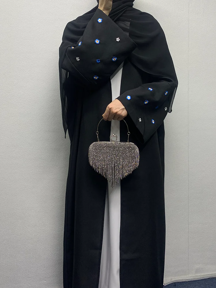 

Linen Abaya for Women with Batwing Sleeves Embroidery Flower Dubai Luxury Abaya No Shawl 2024 Islamic Muslim Set Modest Dress