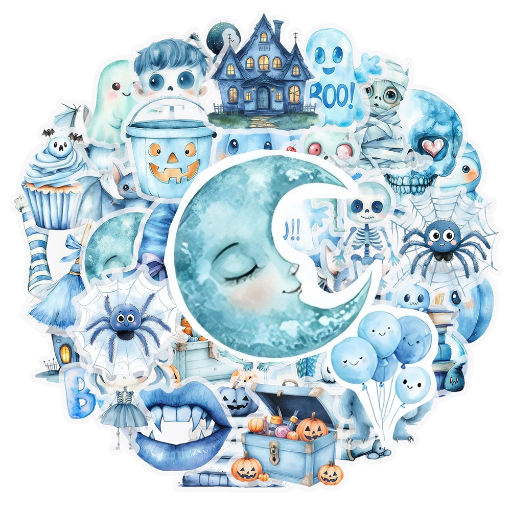 

10/30/50pcs INS Style Horror Stickers Cartoon Ghost Pumpkin Decals for Laptop Phone Skateboard Waterproof Cute Halloween Sticker