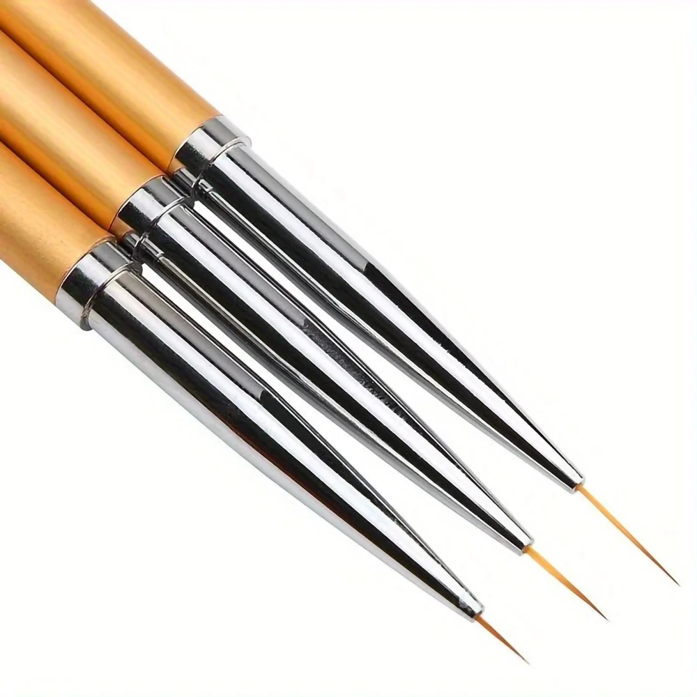 3pcs/set Nail Art Liner Painting Pen 3D Tips DIY Acrylic UV Gel Brushes Drawing Kit Flower Line Grid French Design Manicure Tool