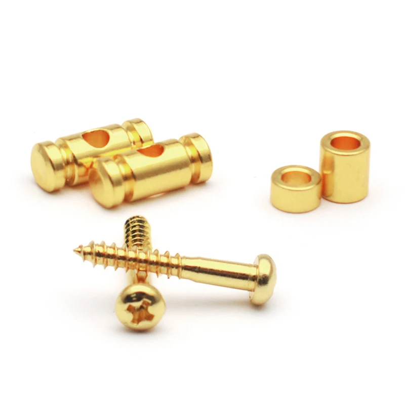 6Sets Brass Guitar Roller String Retainers–String Guide, Strings Trees Replacement Part for Electric Guitars Black/Gold/Chrome