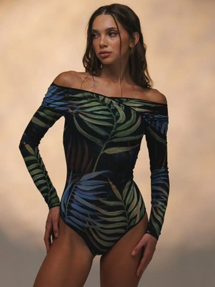 Sexy Badeanzug mit hoher Taille für Damen, Sommer-Badeanzug, Bikini-Set, langärmelige Badebekleidung, Strand-Badeanzug für Damen