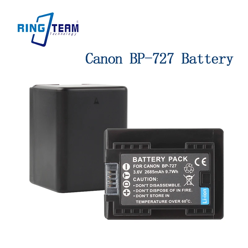 

Reliable BP-727 Replacement Battery - No Memory Effect for Canon Vixia HF R40 R60 Camcorders